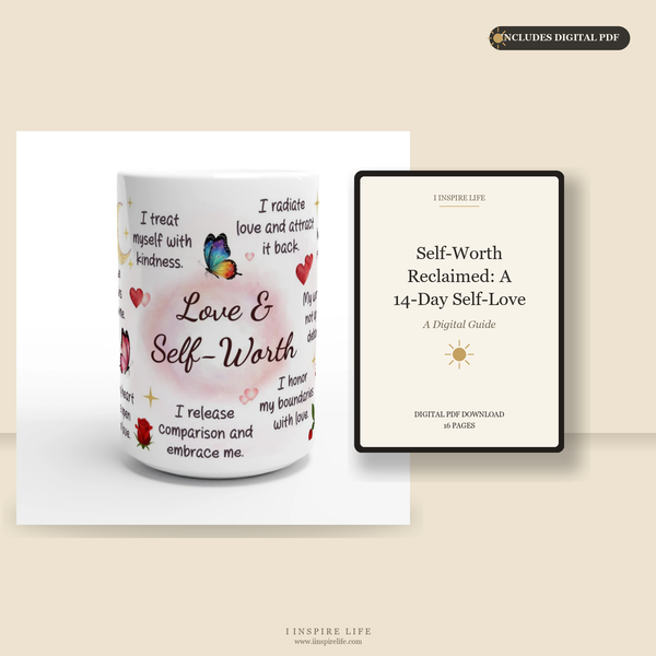 Love & Self-Worth | Mug + Digital PDF Bundle