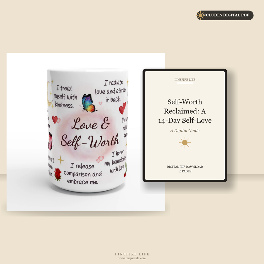 Love & Self-Worth | Mug + Digital PDF Bundle